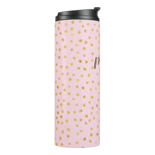 Cute Chic Pink Gold Polka Dot Pattern Persoonlijk Thermosbeker (Gedraaid links)