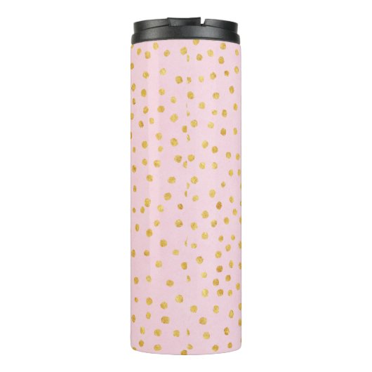 Cute Chic Pink Gold Polka Dot Pattern Persoonlijk Thermosbeker (Achterkant)