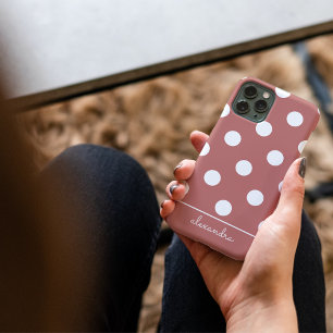 Cute Chic Pink Punt Pattern Persoonlijke naam Case-Mate iPhone 14 Hoesje