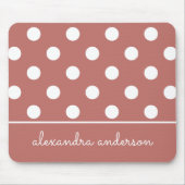 Cute Chic Pink Punt Pattern Persoonlijke naam Muismat (Voorkant)