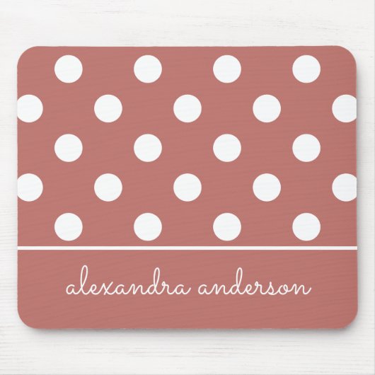 Cute Chic Pink Punt Pattern Persoonlijke naam Muismat (Voorkant)