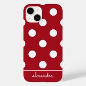 Cute Chic Rood Stippenpatroon Gepersonaliseerde Na Case-Mate iPhone Case (Achterkant)