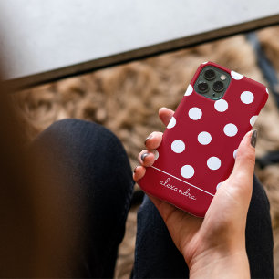 Cute Chic Rood Stippenpatroon Gepersonaliseerde Na Case-Mate iPhone 14 Hoesje