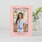 Cute Chic Roze Afstuderen 3 Foto Klas 2022 (Staand voorkant)
