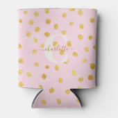 Cute Chic Roze Goud Stippen Personalized Naam  Blikjeskoeler (Voorkant)