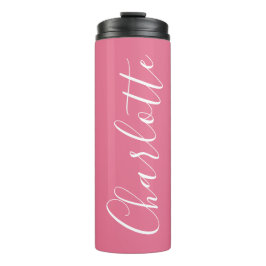 Cute Chic Script Typography Name Bright Roze Thermosbeker