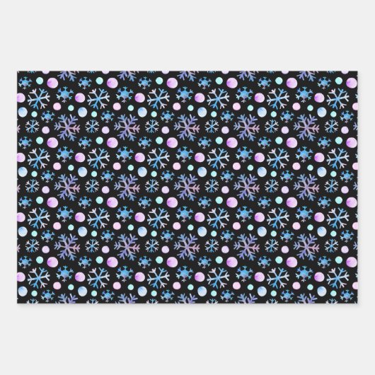 Cute Chic Snowflake Waterverf Kerstmis Inpakpapier Vel (Voorkant 3)