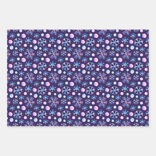 Cute Chic Snowflake Waterverf Kerstmis Inpakpapier Vel (Voorkant)