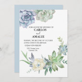 Cute Chic Succulents Blue Green Kaart (Voorkant / Achterkant)