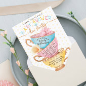 Cute  Chic Tea Party Baby shower Invitation Kaart