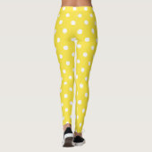 Cute Chic Yellow White Polka Dots Pattern Mode Leggings (Achterkant)