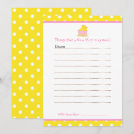 Cute Chick Advice List voor nieuw Baby shower Moms Kaart