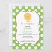 Cute Chick Baby shower Invitation Green Girl Boy Kaart (Voorkant)