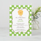 Cute Chick Baby shower Invitation Green Girl Boy Kaart (Staand voorkant)