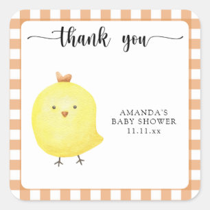 Cute Chick babyshower bedankje Vierkante Sticker