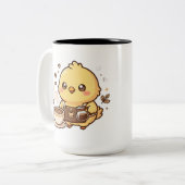 Cute Chick Coffee Barista Tweekleurige Mok (Voorkant links)