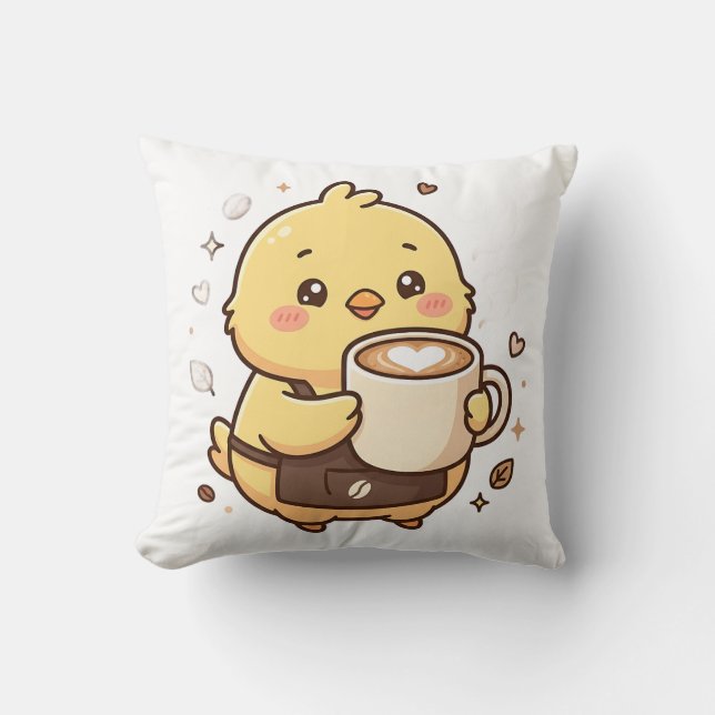 Cute Chick Coffee Latte Decoratiekussen Kussen (Voorkant)