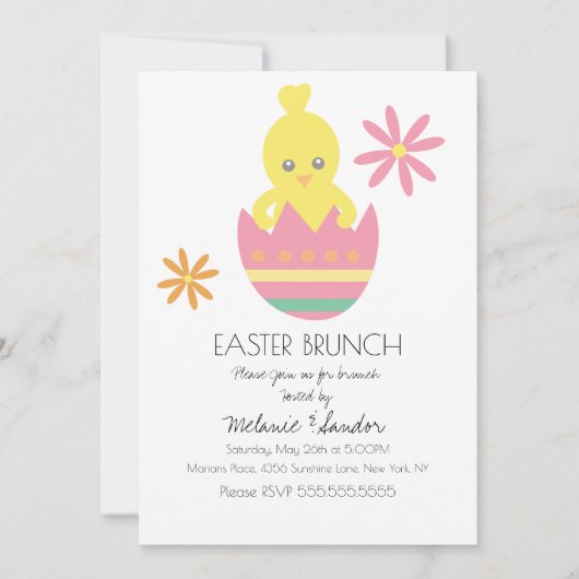 Cute Chick Easter Eggs Dinner Brunch  Kaart (Voorkant)