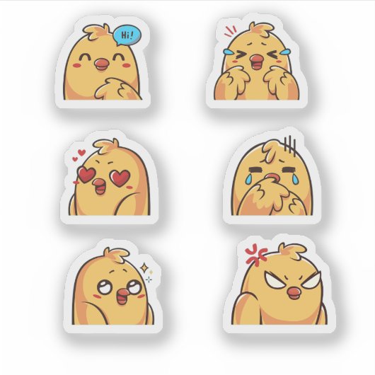 Cute Chick Emotions Sticker Set (Voorkant)
