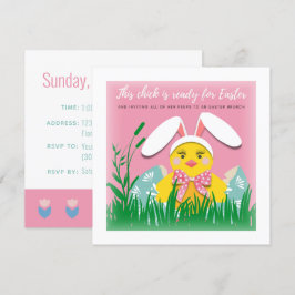 Cute Chick Invite voor Pasen Brunch Kaart