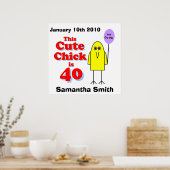 Cute chick is 40! poster (Keuken)