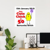 Cute chick is 50! poster (Thuiskantoor)