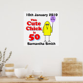 Cute chick is 50! poster (Keuken)