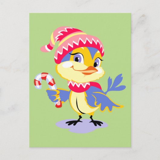 Cute Chick Kerstmis Feestdagenkaart (Voorkant)