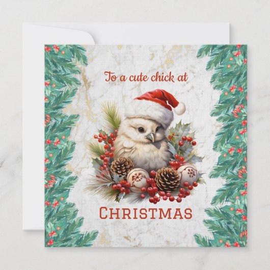 Cute Chick Kerstmis Kaart (Voorkant)