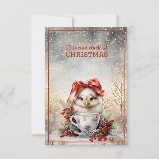 Cute Chick Kerstmis Kaart (Voorkant)