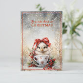 Cute Chick Kerstmis Kaart (Staand voorkant)