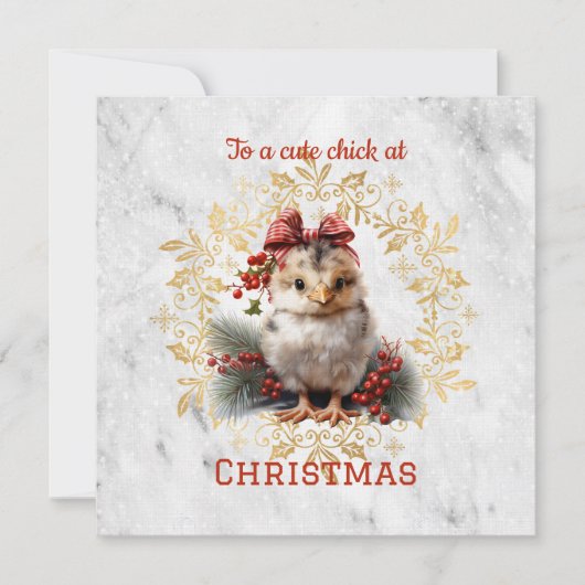 Cute Chick Kerstmis Kaart (Voorkant)