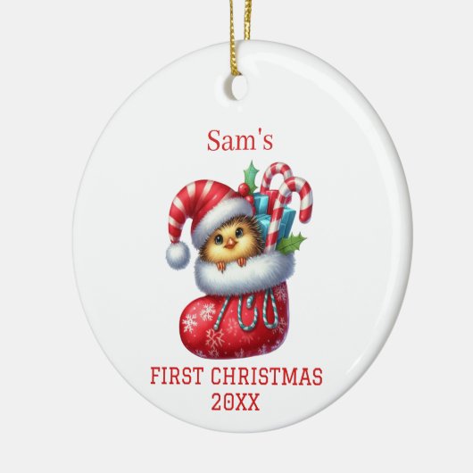 Cute Chick Kerstmis Keramisch Ornament (Links)