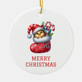 Cute Chick Kerstmis Keramisch Ornament