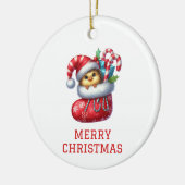 Cute Chick Kerstmis Keramisch Ornament (Links)