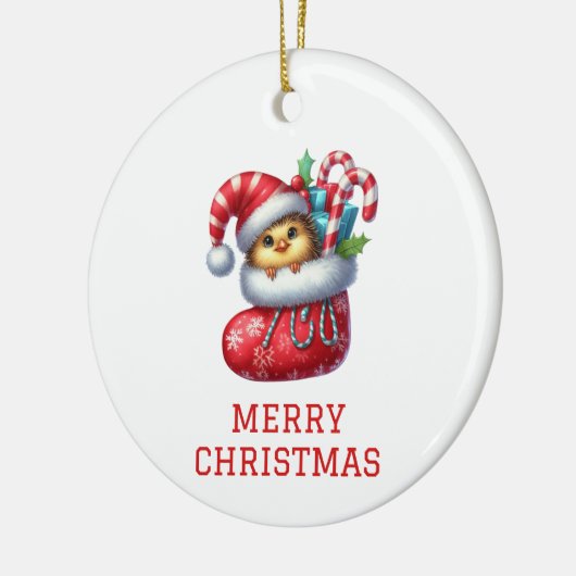 Cute Chick Kerstmis Keramisch Ornament (Links)