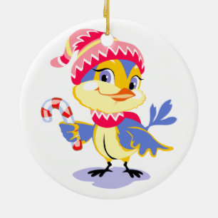 Cute Chick Kerstmis Keramisch Ornament