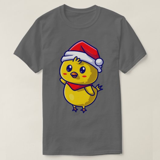 Cute Chick met Pet en Scarf Waving Hand Cartoon T-shirt (Design voorkant)