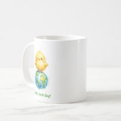 Cute Chick on Globe - Easter & Earth Day Design Koffiemok (Voorkant links)