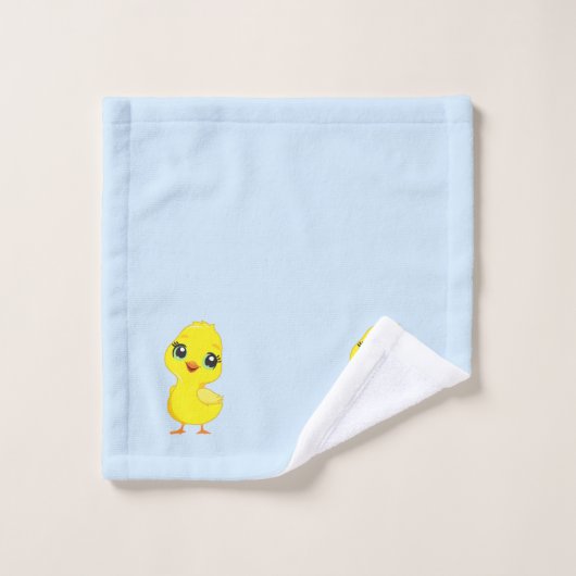 Cute Chick on Light Blue Bad Handdoek (Wasdoekje)