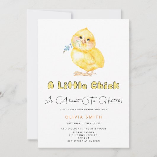 Cute Chick Over naar Hatch Baby shower Invitation Kaart (Voorkant)