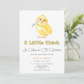 Cute Chick Over naar Hatch Baby shower Invitation Kaart (Staand voorkant)