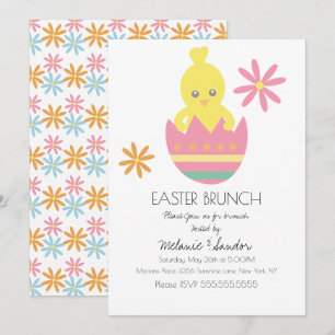 Cute Chick Pasen Eieren Diner Brunch  Kaart