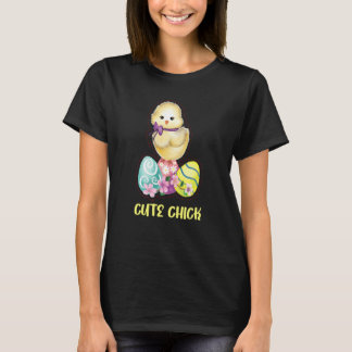 Cute Chick Pasen Eieren Kip Meisje Vrouwen Quote J T-shirt