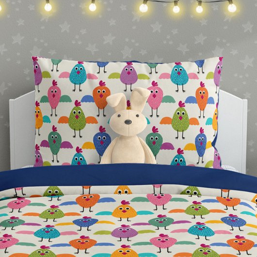 Cute Chick Pattern on Cream Kussensloop