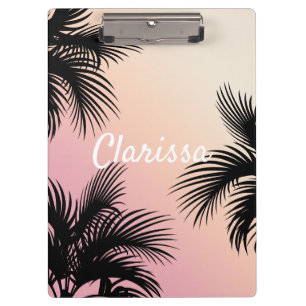 Cute chick roze gele ombre tropische palmbladeren klembord