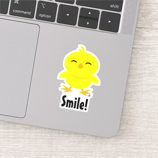 Cute Chick Smile Custom-Cut Vinyl Sticker (Detail)