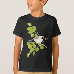 Cute Chickade in Poplar, Bird, Tree, Natuur T-shirt