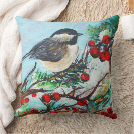 Cute Chickadee Bird Art Kussen