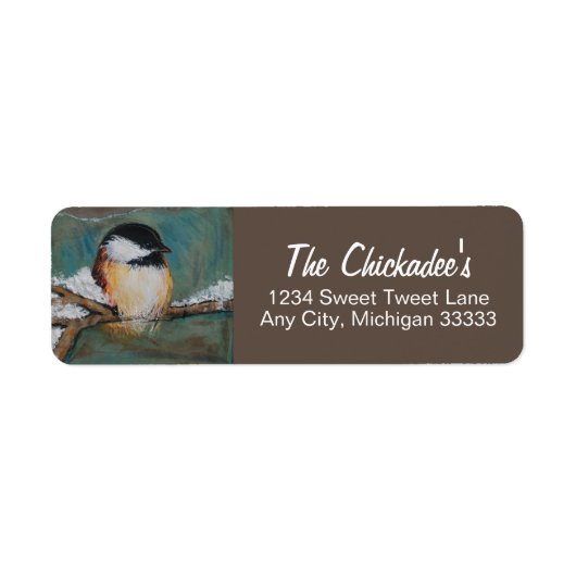 Cute Chickadee Bird Art Label (Voorkant)